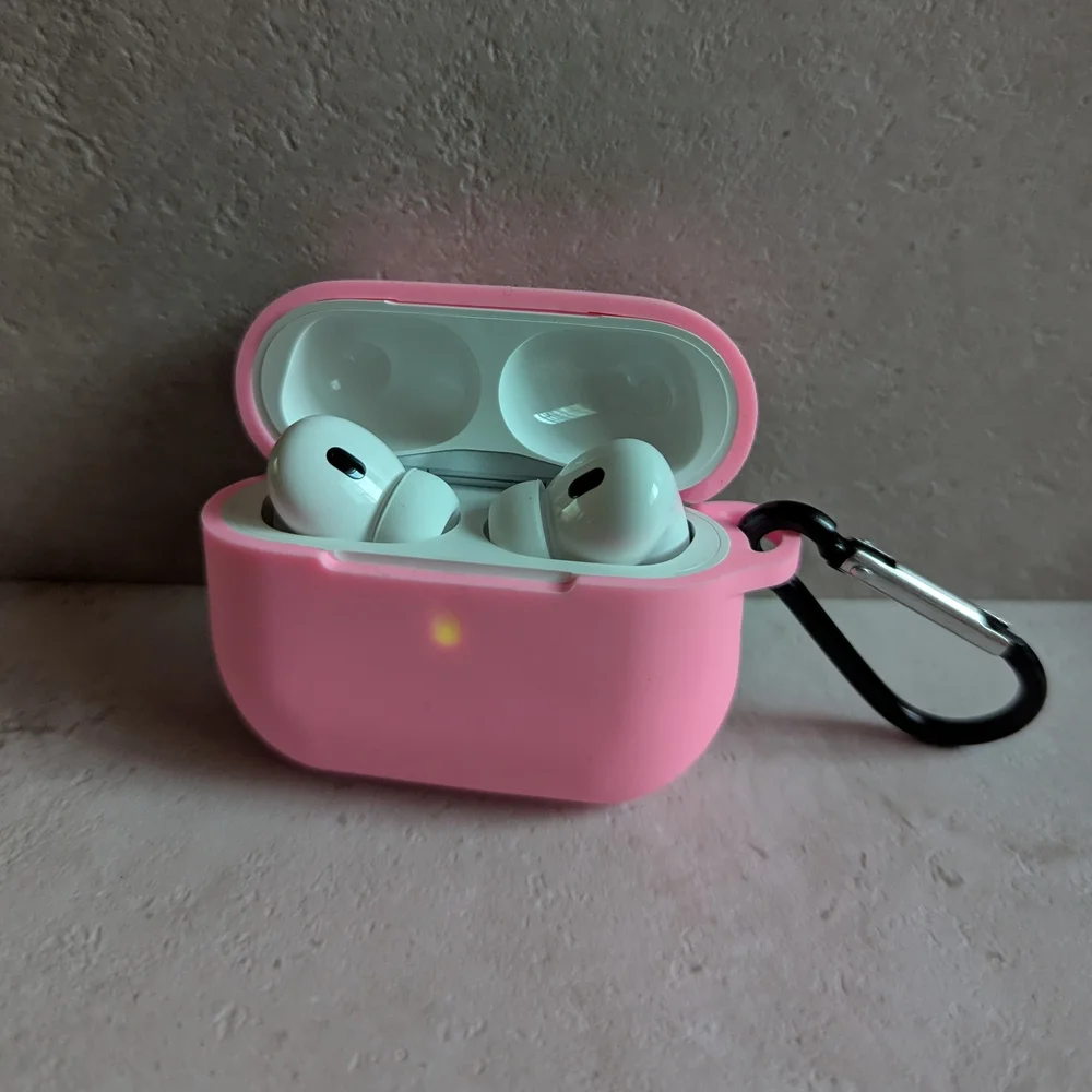 Pink and Blue AirPods Silicone Cases with Carabiners